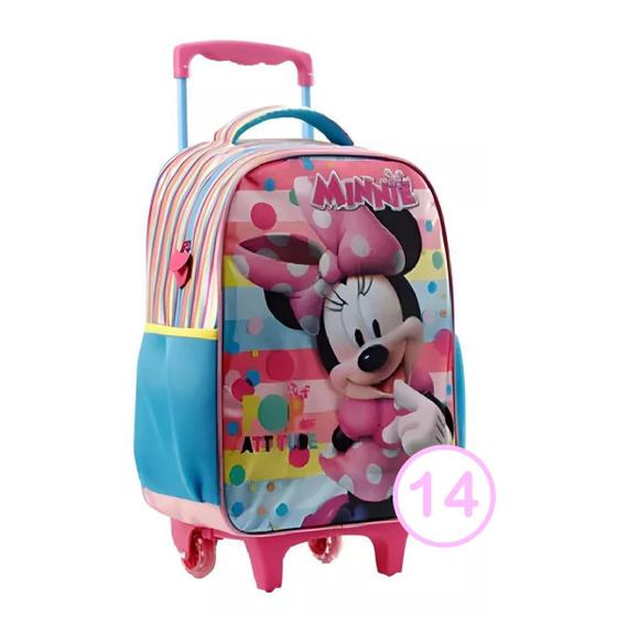 Imagem de Mochila Rodinha Minnie Disney Escolar Rosa 33x26