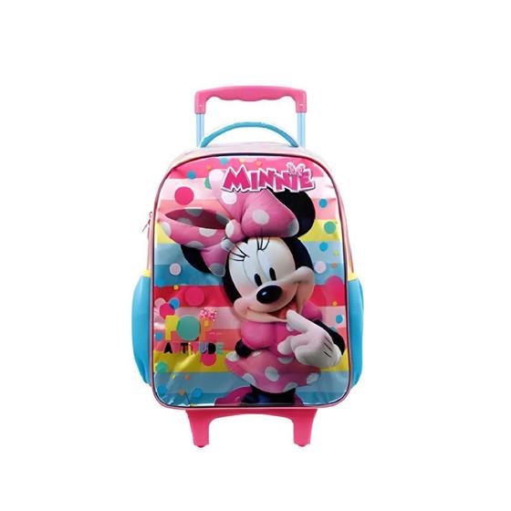 Imagem de Mochila Rodinha Minnie Mouse Bolsa Escolar Rosa Infantil - Xeryus