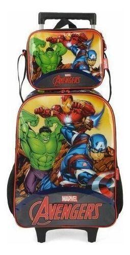 Imagem de Mochila Rodinhas Kit Vingadores Avengers Lancheira Escolar