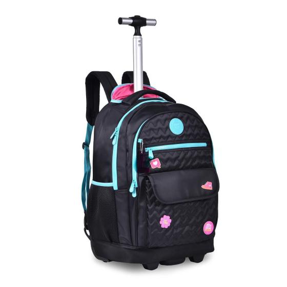 Mochila Rodinhas Luluca Bolsa Escolar Moderna - Preto Menor preço em Mochila Rodinhas Luluca Bolsa Escolar Moderna - Preto