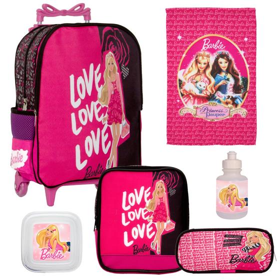 Imagem de Mochila Rodinhas Menina Barbie Reforçada + Toalha Preço Bom