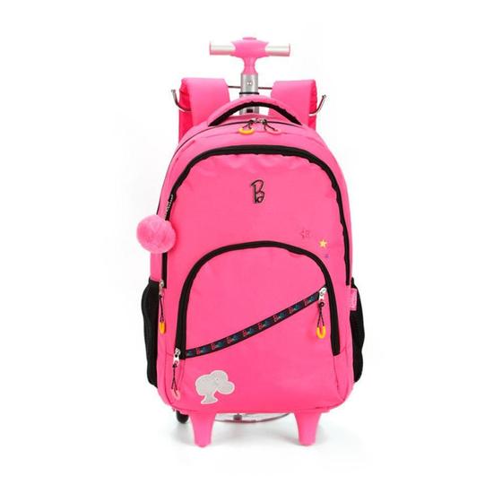 Imagem de Mochila Rodinhas Para Laptop Barbie Estrelas Rosa Luxcel