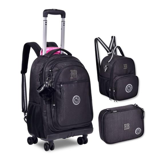 Imagem de Mochila Rodinhas Rebecca Bonbon com Lancheira e Estojo Box