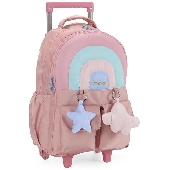 Imagem de Mochila Rodinhas Sem Alça Luxcel Up4You Estrelas Rosa