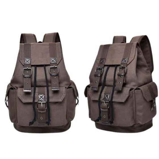 Imagem de Mochila Saco em Lona Reforçada Masculina Feminina Lona Caminhão Cabe Notebook Escolar Resistente Reforçada Trabalho Viagem Faculdade  Antifurto Marrom