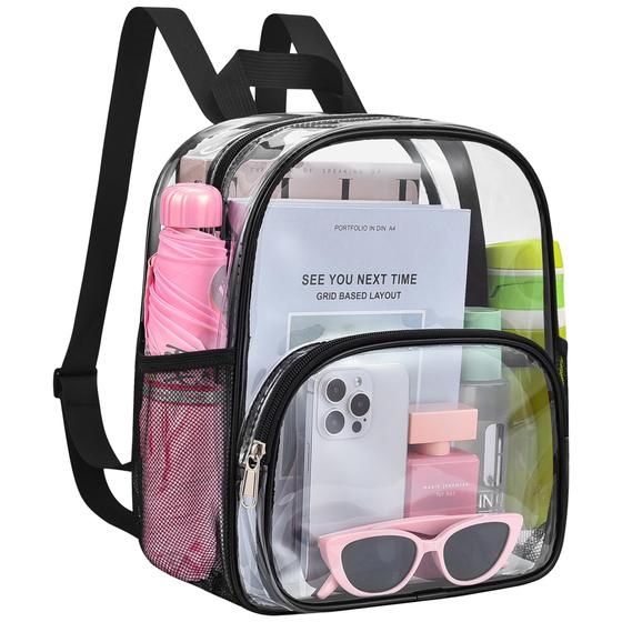 Imagem de Mochila Slumou Clear para eventos em estádios 30x24x15cm preta