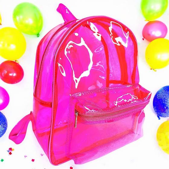 Imagem de Mochila Solid Style Transparente Neon Com Bolso Duplo Zíper - MN - VÁRIAS CORES