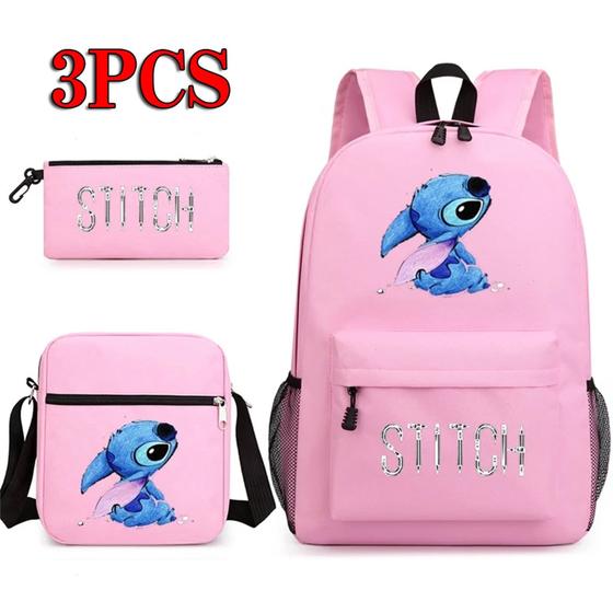 Imagem de Mochila Stitch Children Starry Night School, 3 peças com lápis 