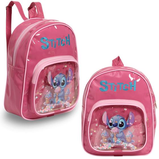 Imagem de Mochila Stitch Costas Mini Bolsa Criança Adulto Reforçada