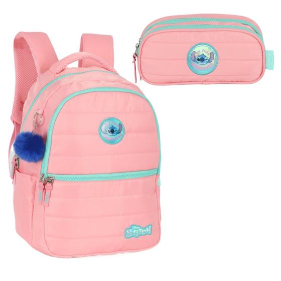 Imagem de Mochila Stitch Escolar Notbook Juvenil e Estojo Repartições