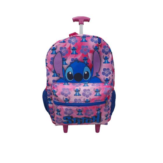 Imagem de Mochila Stitch  Escolar Rosa  Com Rodinhas