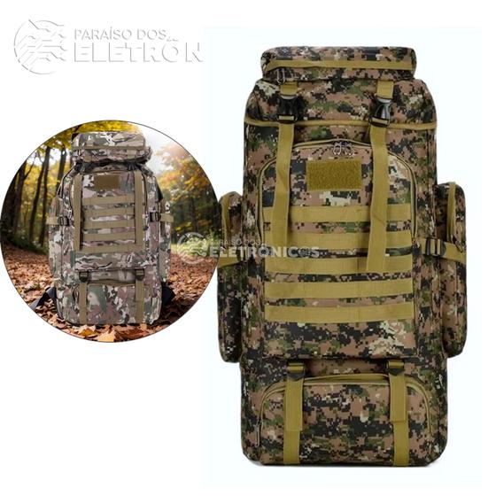 Imagem de Mochila Tática Grande 80 Litros Camuflada Para Viagem Acampamento LKZ753