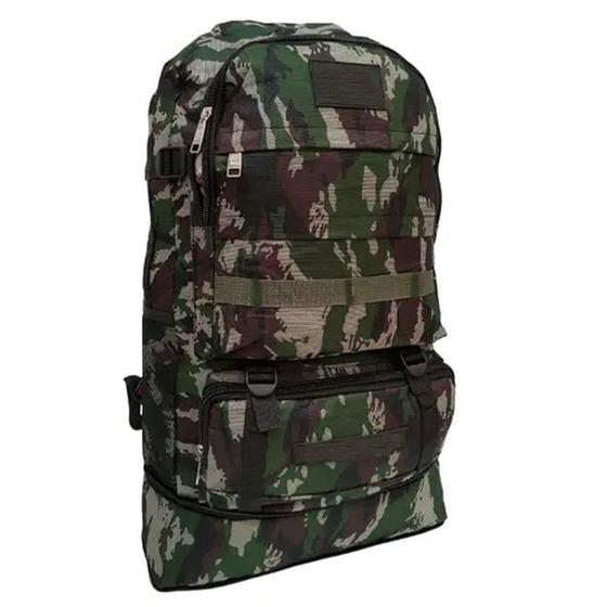 Imagem de Mochila Tática Militar 50L Impermeável para Camping - Verde Camuflado