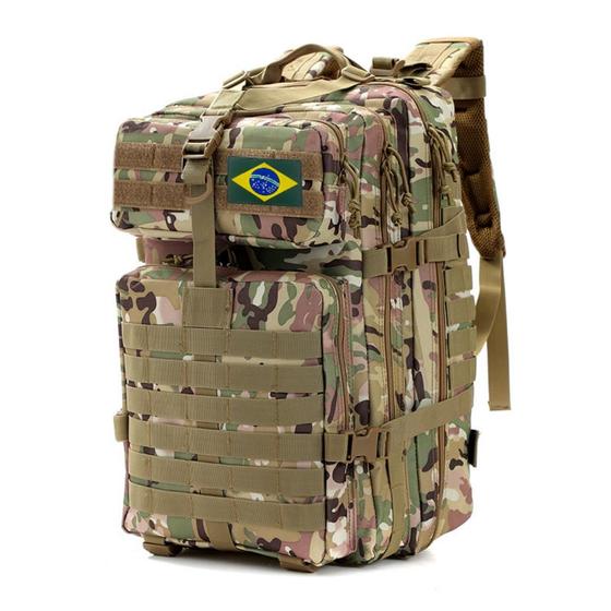 Mochila Tática Militar 50L Impermeável Super Reforçada para Camping Camuflada