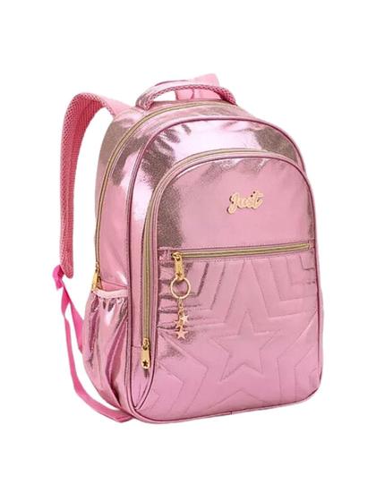 Imagem de Mochila Teen Preta Denlex Just Metalizada Jt1550 - Rosa