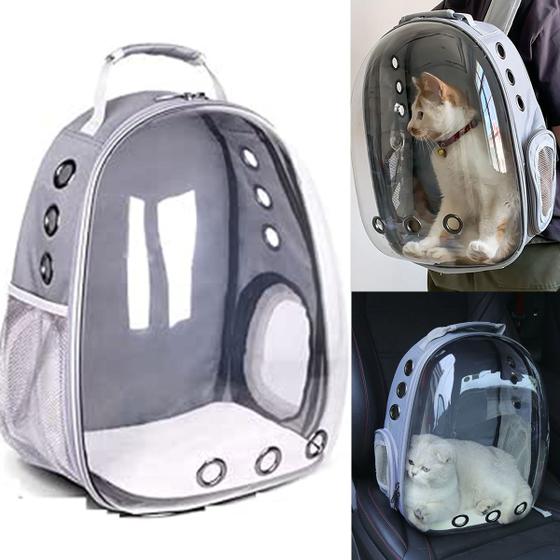 Imagem de Mochila Transporte Gato Pet Cachorro Animais Pequeno Porte Bolso Furo Ventilaçao Alça Ajustavel Passeio Viagem Saida Visao Panoramica