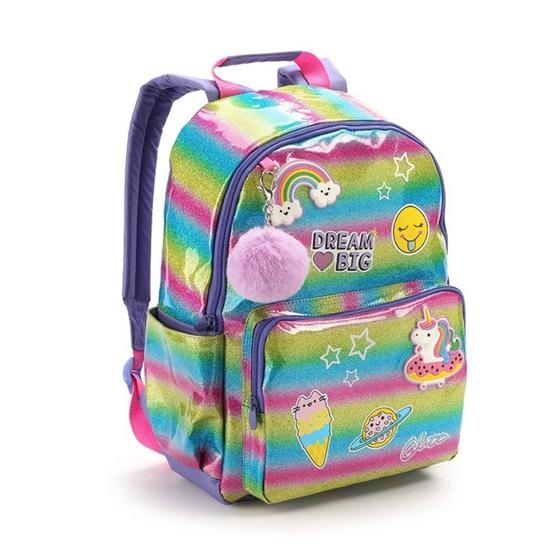 Imagem de Mochila Unicórnio Escolar Arco Íris Feminina Costas Tam G Juvenil Faculdade