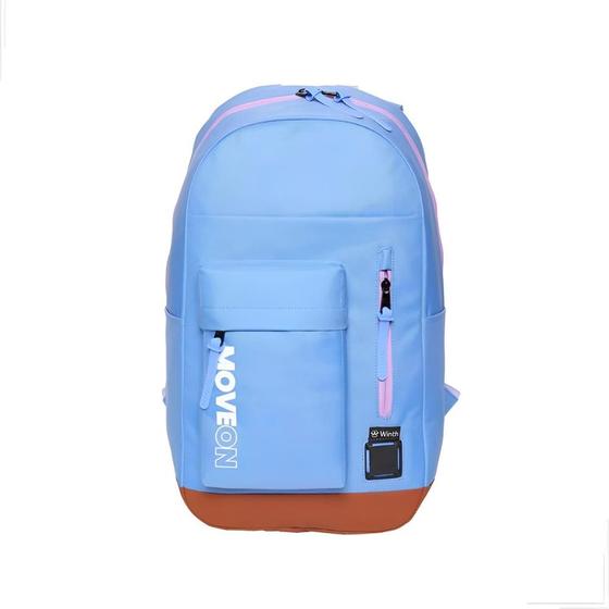 Imagem de Mochila Unissex Juvenil Cores Escolar Viagem Cor:azul Claro