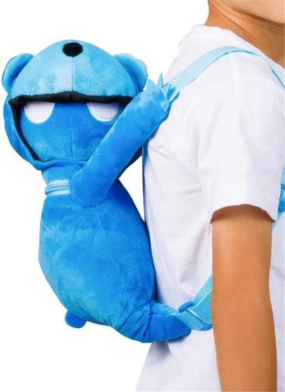 Imagem de Mochila Ursinho Azul Gang Beasts - Bolsa Escolar de Pelúcia