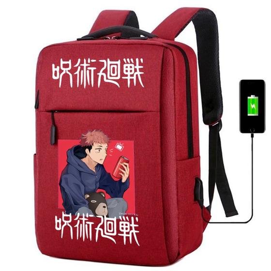 Imagem de Mochila USB Escolar Estampa Infantil Anime Jujutsu Notebooks, Trabalho Escola (Interface USB)