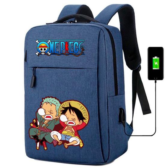 Imagem de Mochila USB Escolar Estampa Infantil One Peace Notebooks, Trabalho Escola (Interface USB)