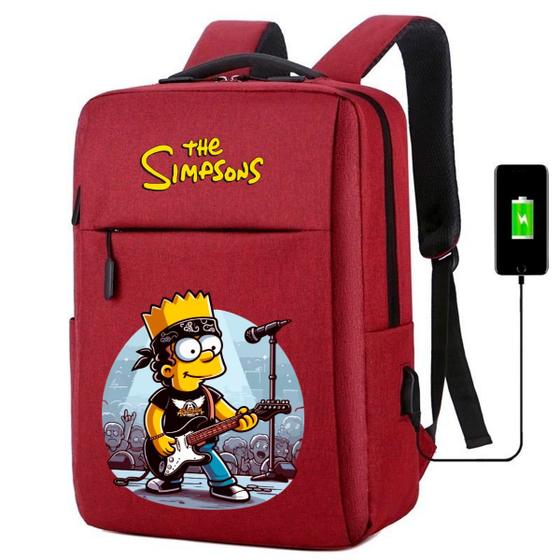 Imagem de Mochila USB Escolar Estampa Infantil Simpsons Notebooks, Trabalho Escola (Interface USB)