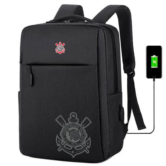 Imagem de Mochila USB Escolar Estampa Timão Notebooks, Trabalho Escola (Interface USB)