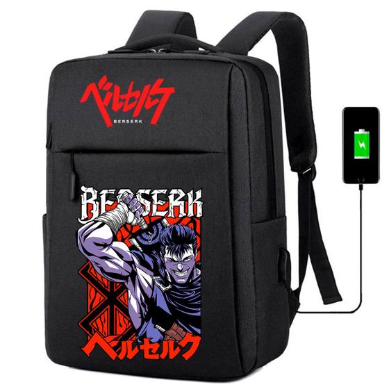 Imagem de Mochila USB Escolar Estampa Unissex Berserk Notebooks, Trabalho Escola (Interface USB)