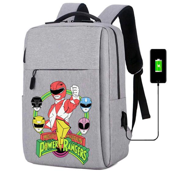 Imagem de Mochila USB Escolar Estampa Unissex Power Rengers Notebooks, Trabalho Escola Interface USB