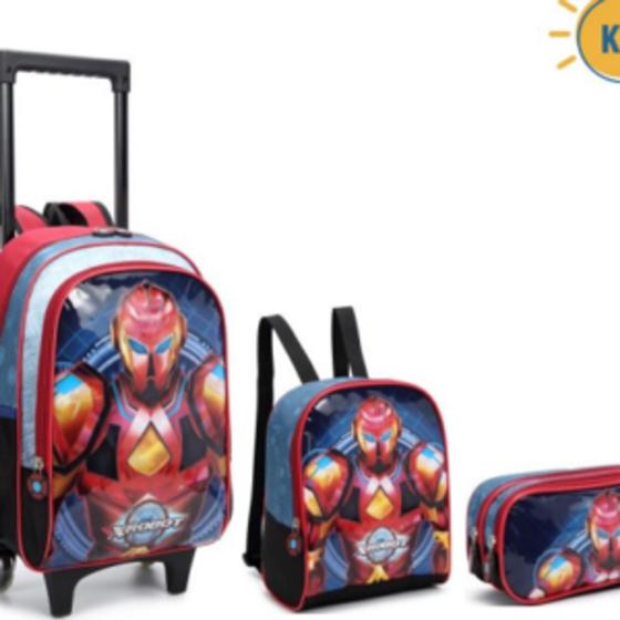 Imagem de Mochila X Robot Infantil Rodinha Escolar + Lancheira + Estojo - Fenix