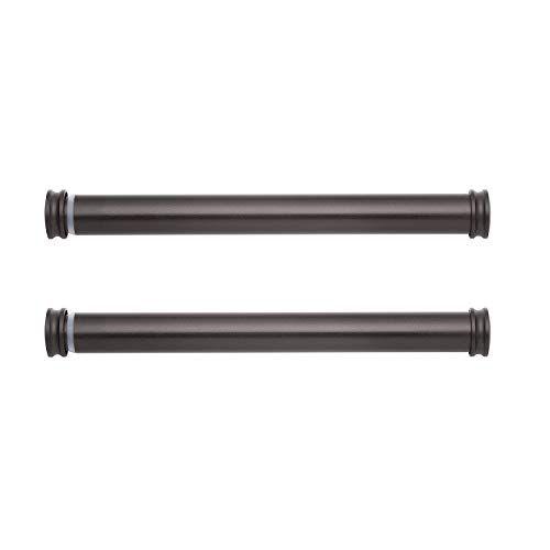 Imagem de MODE Premium Collection Side Mount 1 1/8 "Diâmetro Cortina Rod Set de Dois com Finiais de Tampa de Extremidade Marrom Escuro e Aço Montado na Parede 12 "a 20" Hastes de Cortina Ajustáveis, Marrom Escuro