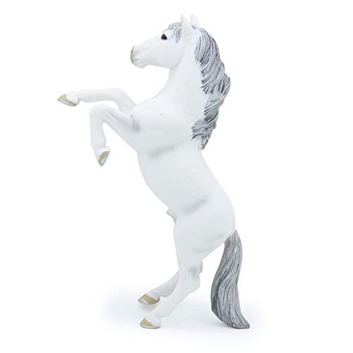 Imagem de MODEBESO Figuras animais realistas Playset, Estatuetas de Cavalo, Figuras do Cavalo de Pintura à Mão, Brinquedo Educacional, Bolo Toppers Presente de Aniversário de Natal para Crianças Todllers (Postura de Pé Mustang Branco)