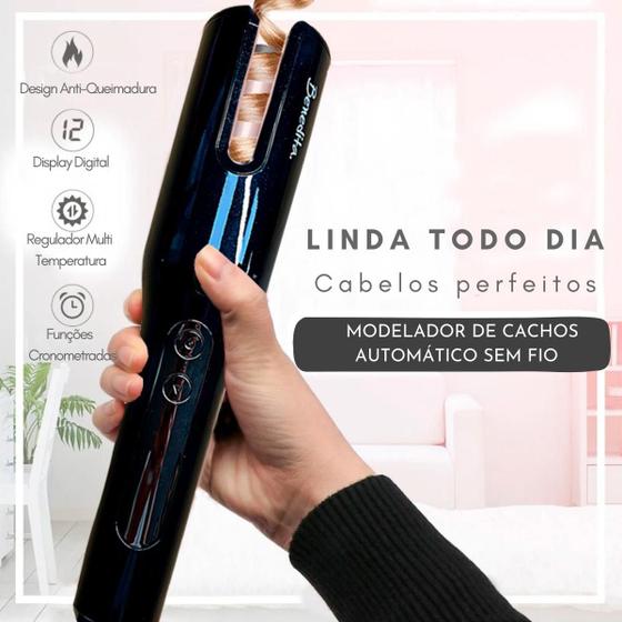 Imagem de Modelador Automático de Cabelo sem fio Recarregável Profissional