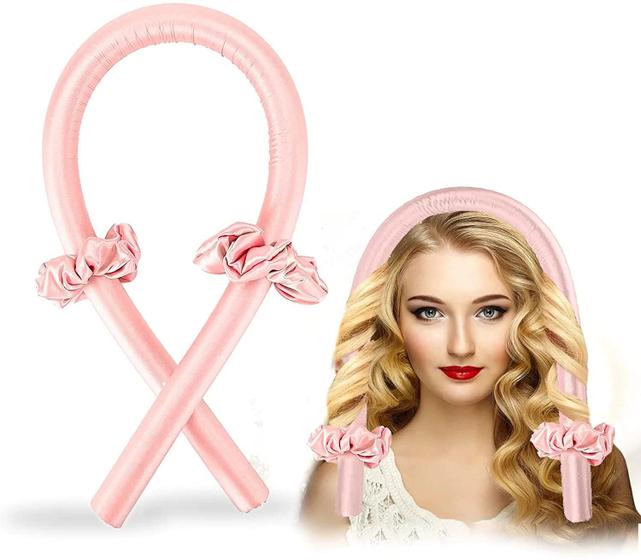 Modelador de Cachos Cabelo Curling Rod Cetim Sem Calor + 2 Scrunchies Menor preço em Modelador de Cachos Cabelo Curling Rod Cetim Sem Calor + 2 Scrunchies