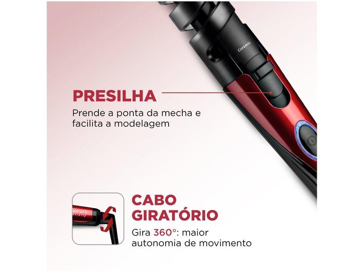 Close na presilha para fixação da mecha e no cabo giratório 360 graus
