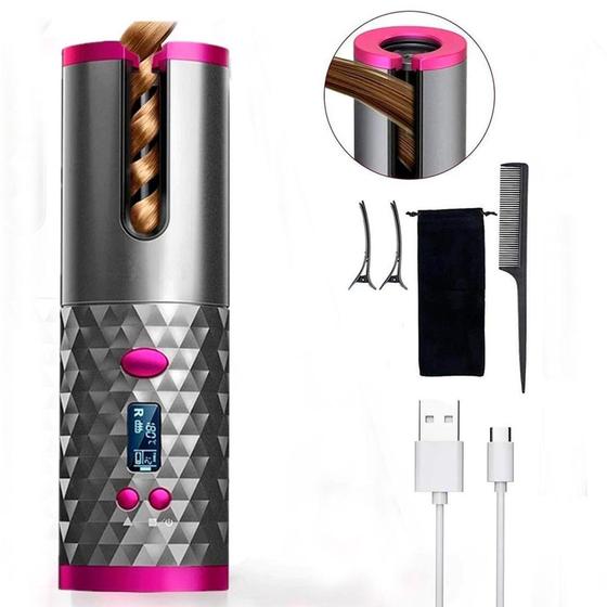 Imagem de Modelador de Cachos Ondulador Automático Portátil Sem Fio USB - Cordless Automatic