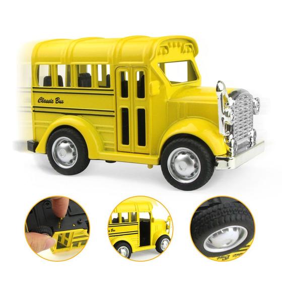 Imagem de Modelo de Carro de Simulação School Bus Wokex AZ20190 - Mini Ônibus Amarelo