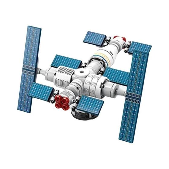 Imagem de Modelo de Lua e Nave Espacial em Blocos de Construção - Brinquedo Educativo