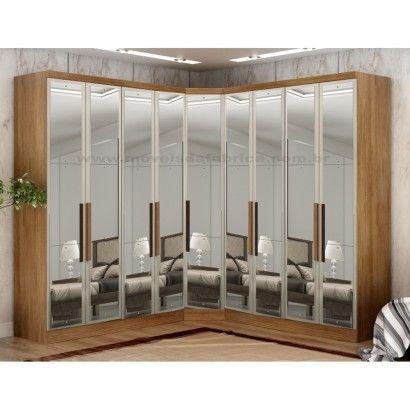 Imagem de Modulado Closet 100% MDF Espelhado 9 Portas 6 Gavetas - Linea-Cumaru - Móveis Novo Horizonte