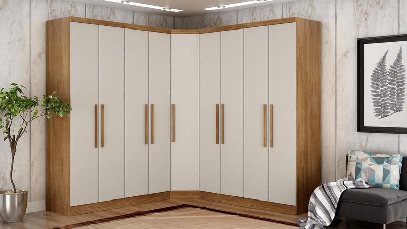 Imagem de Modulado Closet Completo 9 Portas 6 Gavetas - Rizon-Cumaru/Fendi - Móveis Novo Horizonte