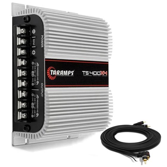 Imagem de Módulo Amplificador Taramps TS400 400W RMS 2 Ohms 4 Canais + Cabo RCA 4mm 5m