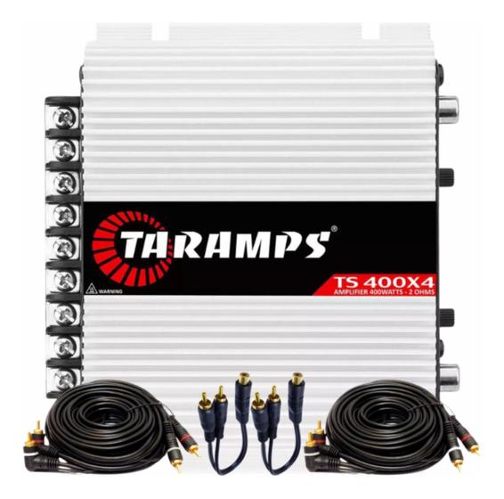 Imagem de Modulo Amplificador Taramps Ts400x4 TS 400  2 Cabo Rca 5m  2 Cabo Y