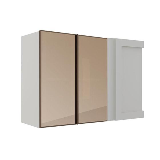 Imagem de Módulo Armário Aéreo Canto Reto Esquerdo 68x100 Vidro Reflecta Cozinha Modulada Robel Fendi/Reflecta