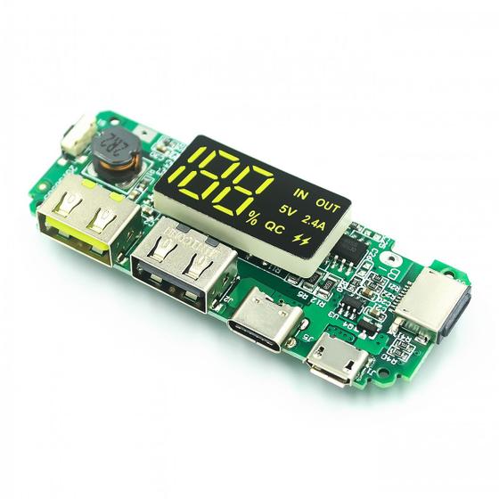 Imagem de Modulo carregador usb 5v 2.4a micro/tipo c - usb c/ led