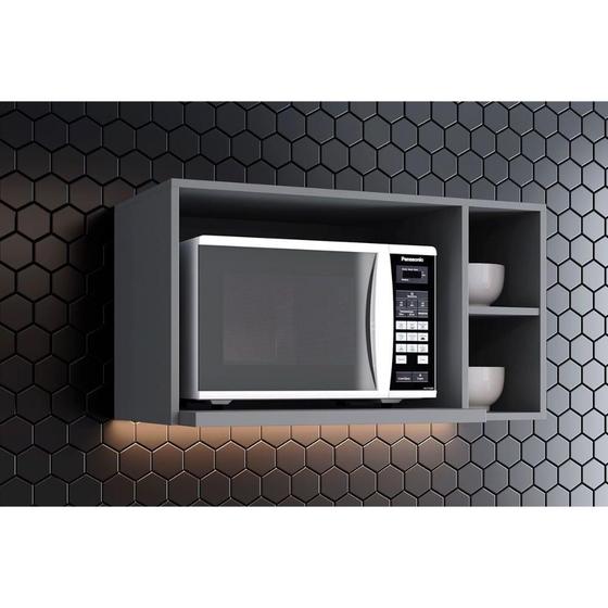 Imagem de Módulo Cozinha Henn Americana Suporte Nicho p/Microondas 80x44cm Cinza-Henn