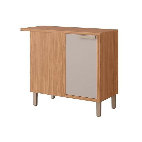 Imagem de Módulo Cozinha MGM Eloise Balcão c/ Tampo Nicho de Canto c/ 1 Porta 92cm Freijo/Off White-MGM