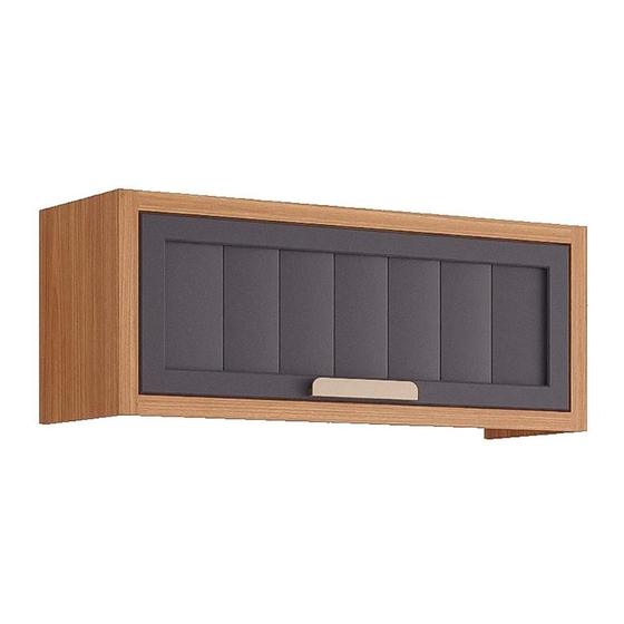Imagem de Módulo Cozinha MGM Estela Armário Geladeira c/1 Porta Basculante Ripada 80 cm Freijo/Titanium-MGM