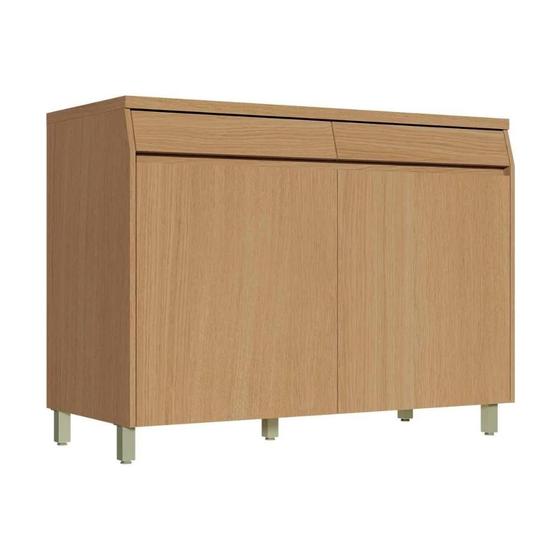 Imagem de Módulo Cozinha Nesher Simone Mendes Balcão c/ Tampo Simone Mendes c/ 2 Portas e 2 Gavetas 120cm Carvalho/Cinza-Nesher