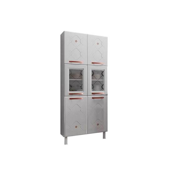 Imagem de Módulo Cozinha Telasul Mirage New Paneleiro c/ 6 Portas (2 c/Vidro) Branco