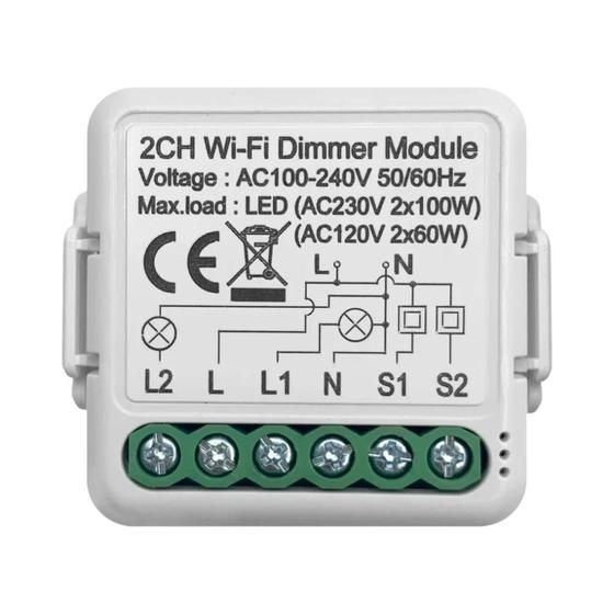 Imagem de Módulo De Interruptor Dimmer Inteligente 10A Tuya Wifi Controle De 2 Vias Interruptor De Luz